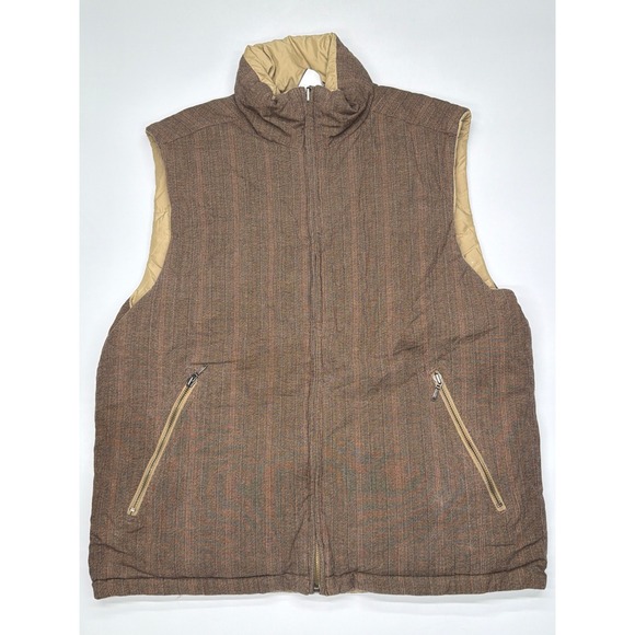 Eddie Bauer Other - Eddie Bauer Mens Reversible Puffer Vest Size M Brown Tan Quilted Full Zip